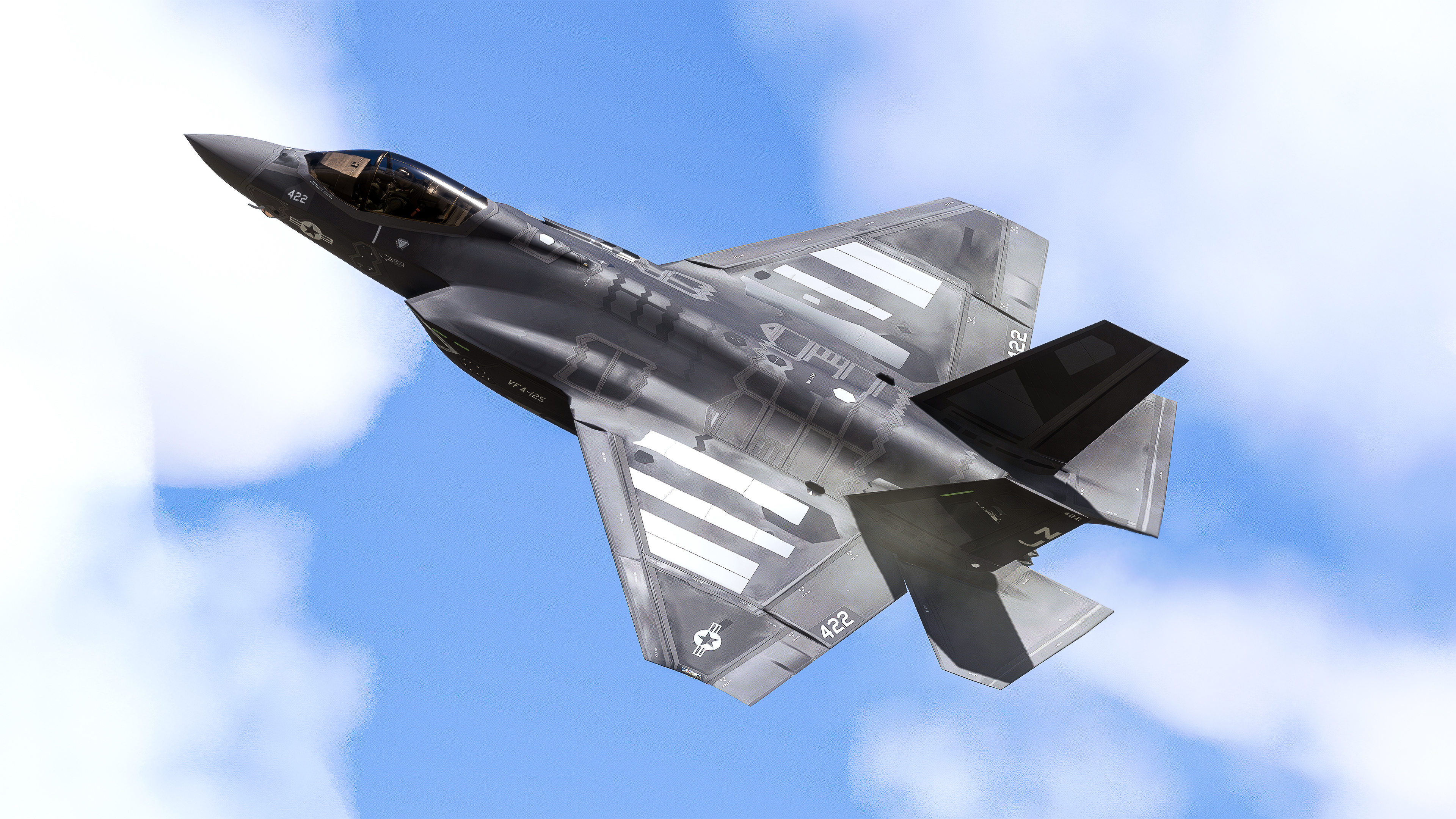 F-35C flying through clouds